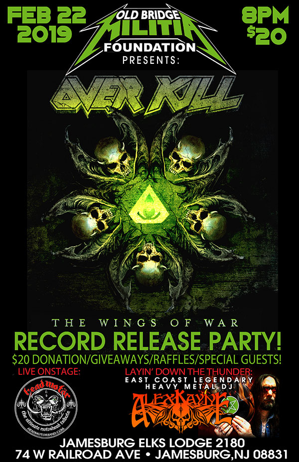 OVER KILL - The Wings of War
Record Release Party February 22, 2019